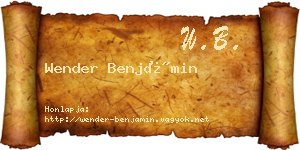 Wender Benjámin névjegykártya